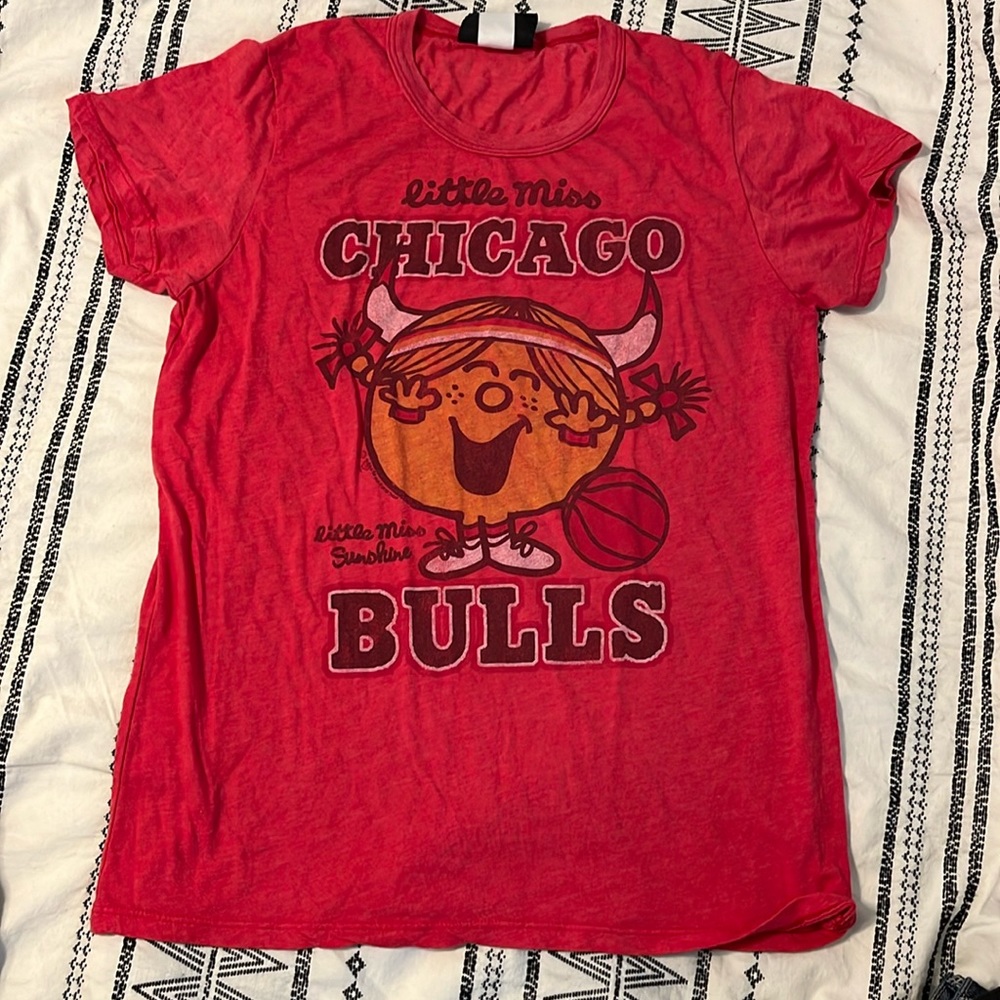Junk Food Clothing Red "Little Miss Chicago Bulls" Graphic Tee